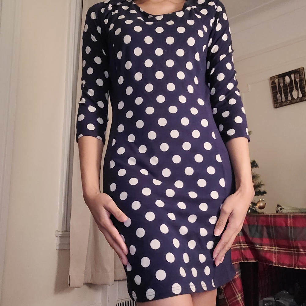 Navy polka-dot dress